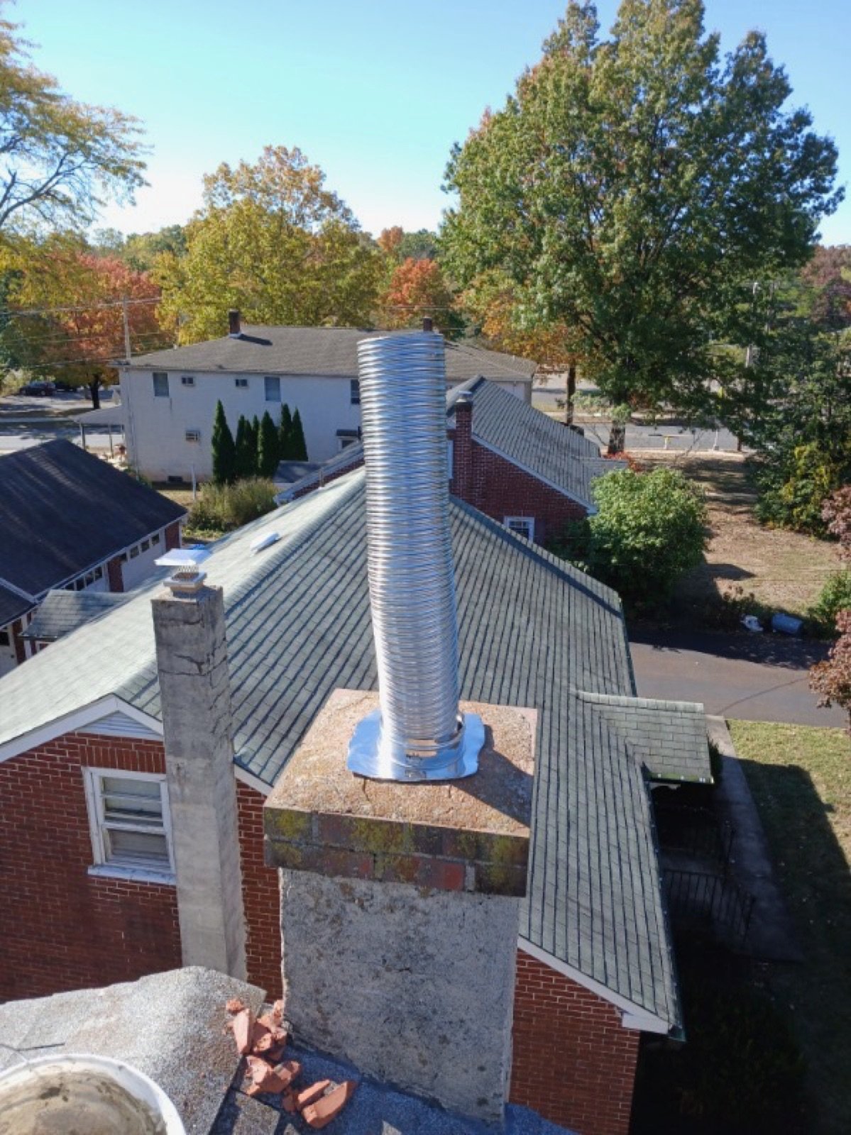 New stainless steel flexible chimney liner installation